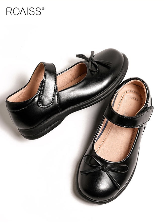 roaiss Girls Stylish Dress Shoes, Elegant Retro Mary Jane Dress Shoes with Bow, Classic School Uniform Flats, Suitable for Daily and Formal Wear  - Image 2