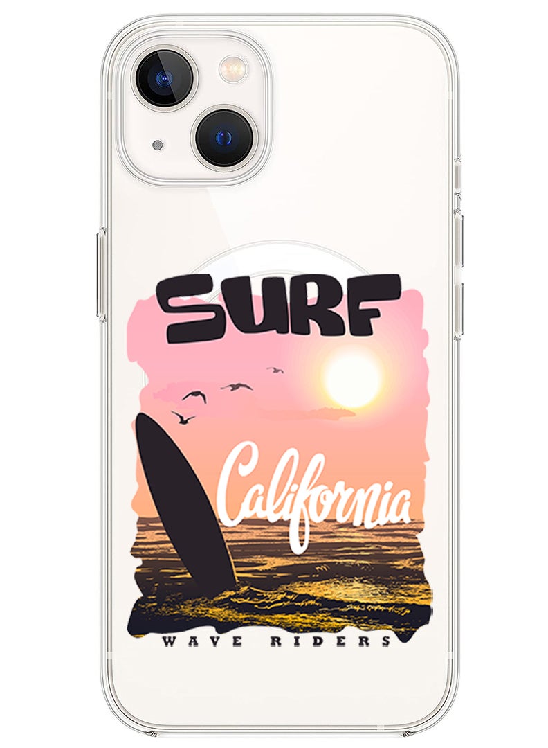 Theodor Magnetic Case for iPhone 14 Plus 6.7-inch Compatible with MagSafe Wireless Charging, Shockproof Phone Bumper Cover Surf California copy - Image 1