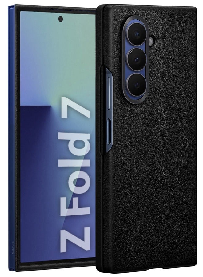 CATANES Leather Case Cover for Samsung Galaxy Z Fold 7, Kindsuit Case Slim and sleek with Secure Hand Grip - Black