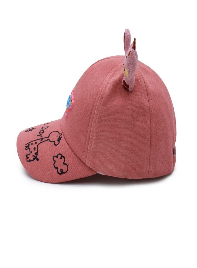 VRITRAZ Deer Cartoon Character Printed Little Cap for Kids, Baby Girls and Boys 3-12 Years (Coral) - Image 5