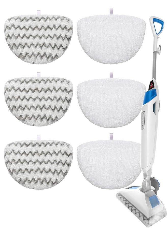 S2U 6-Pack Bissell Steam Mop Pads, for Bissell Powerfresh Steam Mop Pads 1940/1806, Thick & Washable Steam Mop Replacement Pads for Weekly Tile/Vinyl/Concrete/Large Home/Garage Cleaning - Image 1