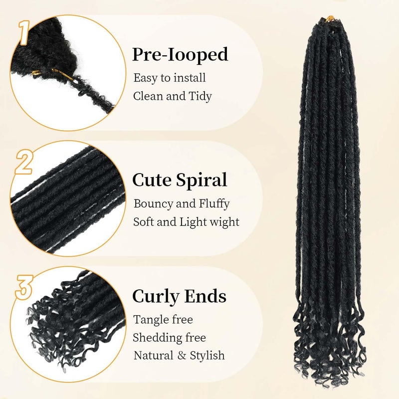 MODERN QUEEN 6 Packs Goddess Locs Crochet Hair, 24 Inch Straight Faux Locs Crochet Braids, Pre-Looped Curly Soft Synthetic Braiding Hair Extensions for Black Women(24 Inch, 6 Packs, 1B#) - Image 5