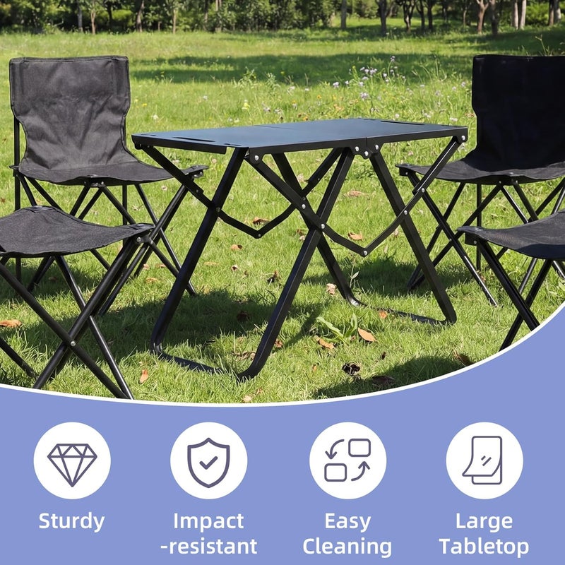 Geelin Folding Outdoor Side Table High Carbon Steel Weatherproof Camping End Table for Outdoor Patio Porch Pool Backyard Garden Balcony Deck Black 22.8 x 15.8 Inch - Image 5