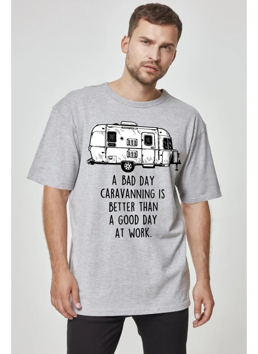 Rock&Roll Caravan Life Gray Oversize Short Sleeve Men's T-Shirt