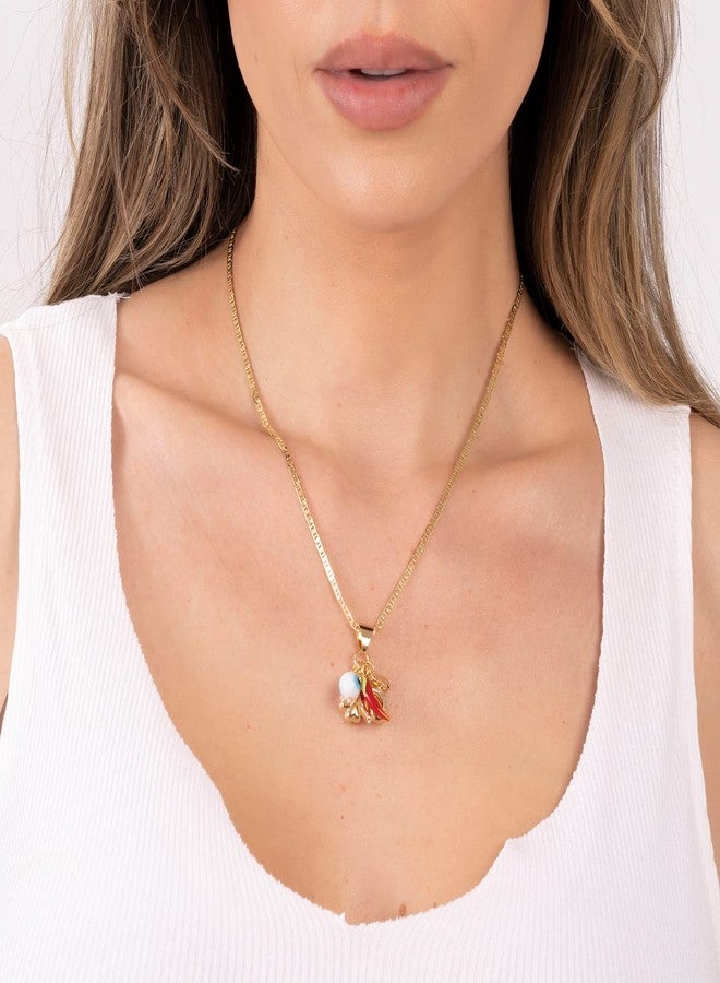 Barzel 18K Gold Plated Luck Charms Necklace With Mariner Chain - Made In Brazil (20 Inches) - Image 4