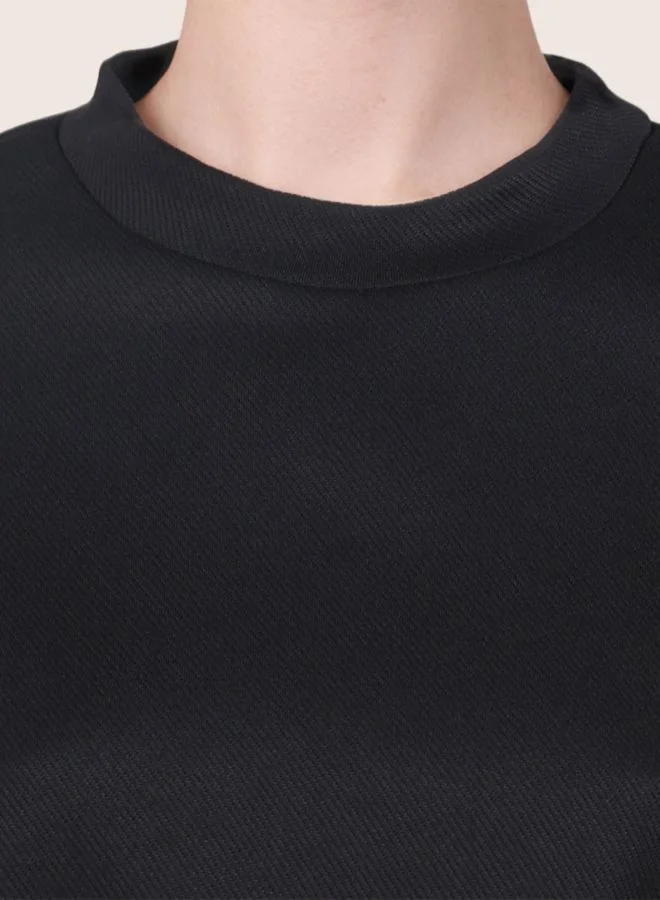 Freehand  Women Boxy Fit Solid Crew Neck Long Sleeve Cropped Sweatshirt  | Best Price UAE