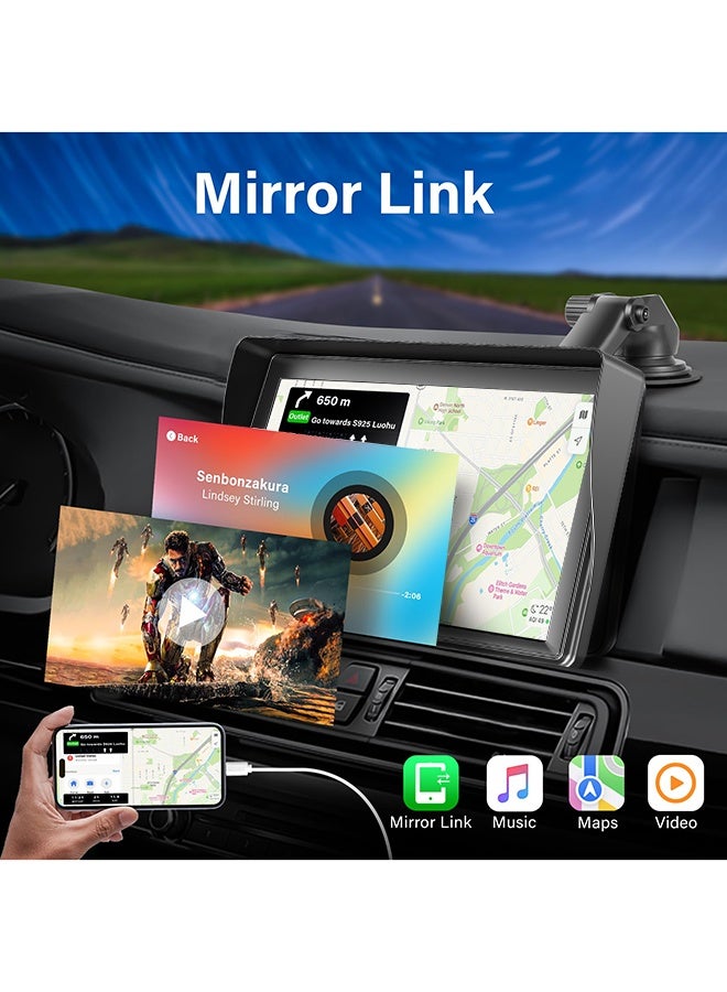 XUTIANZE 7-Inch Portable Car Stereo and MP5 Player with Carplay, Android Auto, Sunshade Design, Bluetooth 5.1, FM Radio, USB, TF Card Support, - Image 3