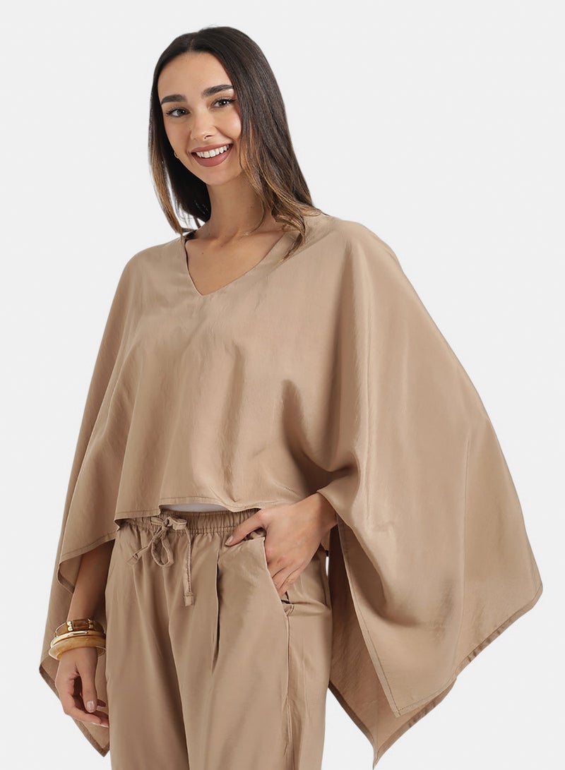 Carina V-Neck Asymmetrical Poncho - Image 2