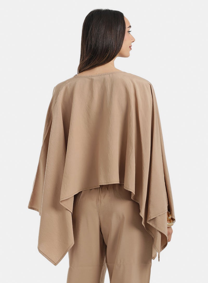 Carina V-Neck Asymmetrical Poncho - Image 4