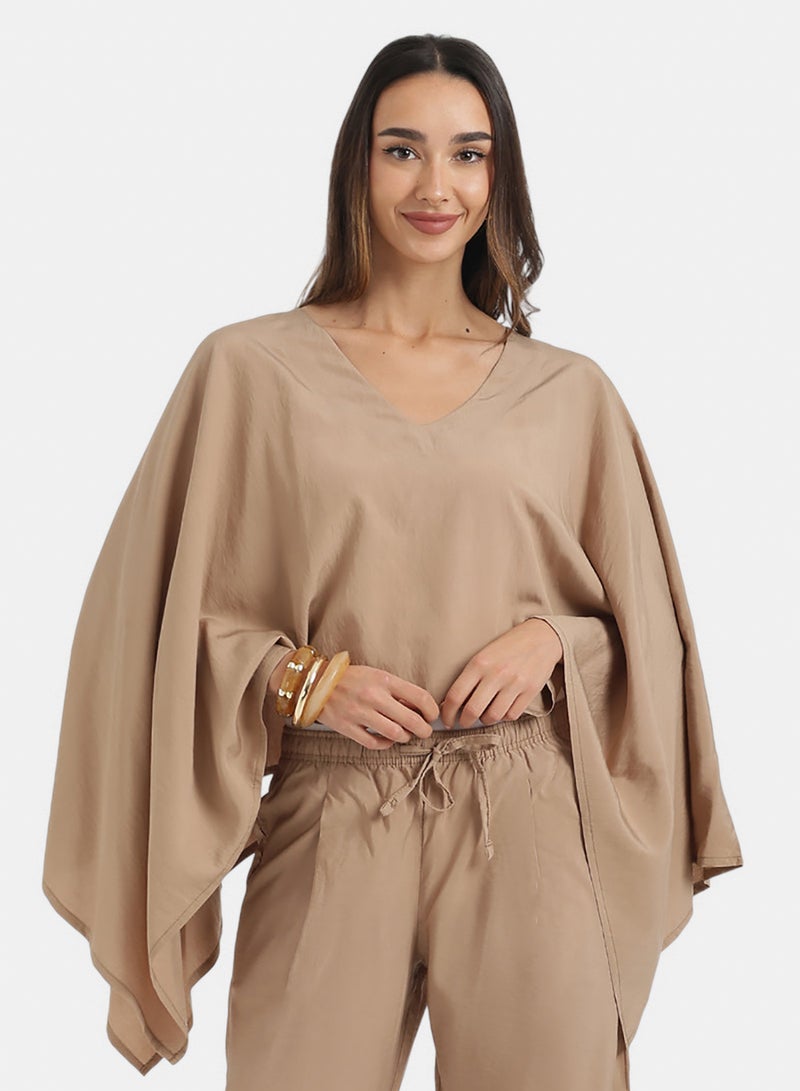 Carina V-Neck Asymmetrical Poncho - Image 1