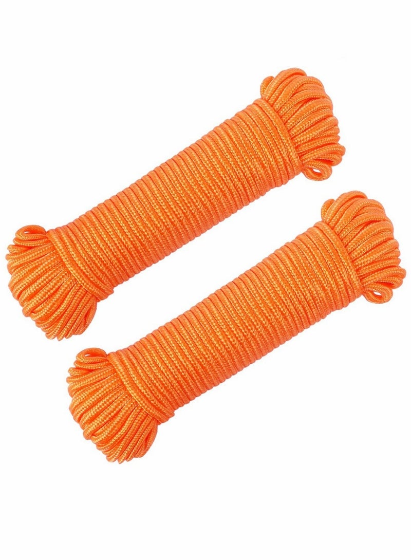 SOLARAE Nylon Poly Rope Flag Pole Polypropylene Clothes Line Camping Utility Good for Tie Pull Swing Climb Knot (10 M Length 10 mm Width 2Pcs Orange) - Image 1