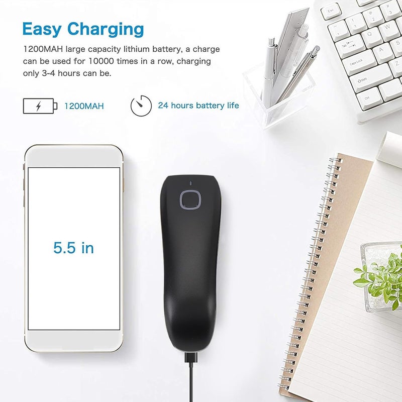 ماسح ضوئي محمول للباركود أحادي الأبعاد مع اتصال USB وبلوتوث وواي فاي 2.4 جيجا هرتز - قارئ باركود محمول متوافق مع أنظمة التشغيل OS X وLinux وAndroid وiOS للمتاجر الكبرى والصيدليات - Image 5