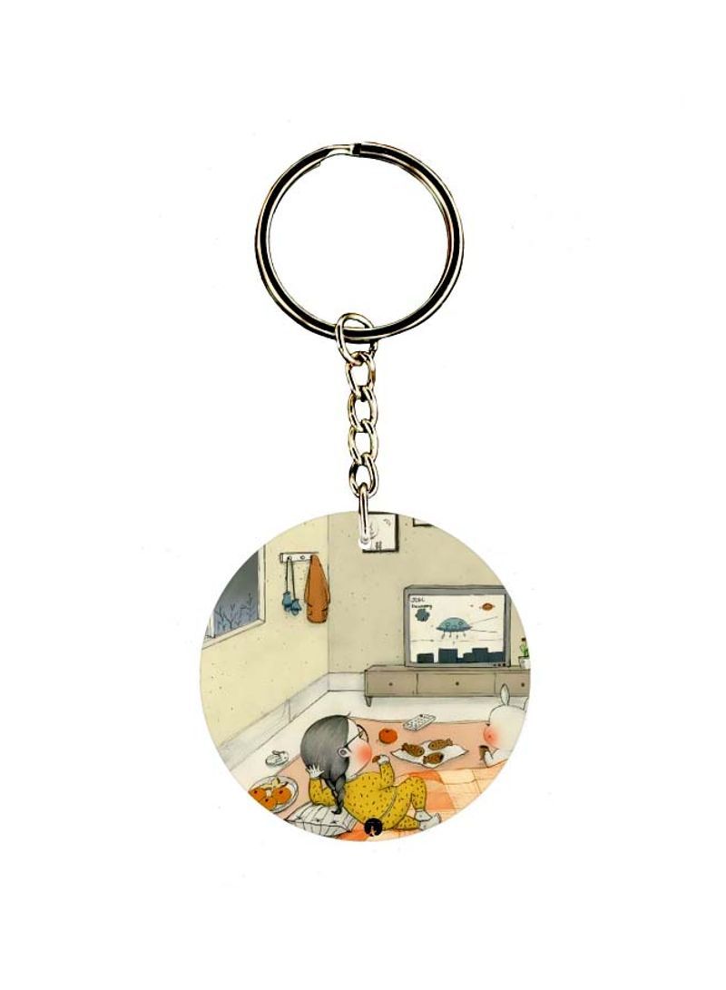 Cartoon Printed Double Sided Keychain