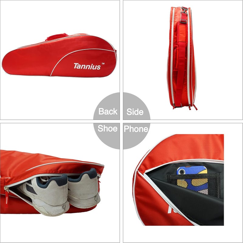 Tannius Tennis Racket Bag (3-5 Racquet), with Shoe & Phone Compartment and Protective Pad, Super Roomy and Lightweight Racquet Bag for Tennis, Badminton - Image 3