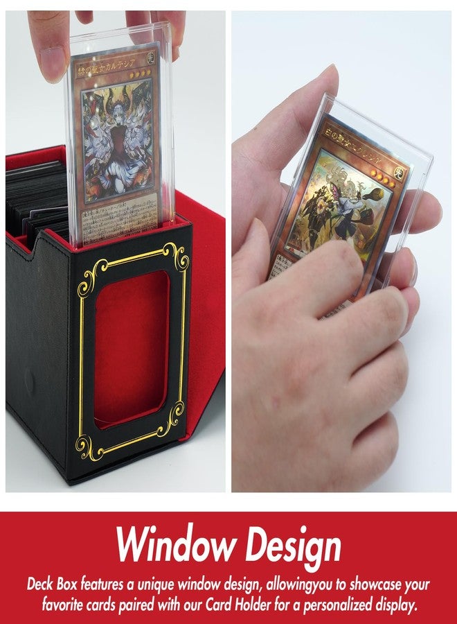 sabermaster STORY OF WHITE Laser Card Deck Box for YGO MTG Organizer Holds 220+ Double Sleeved Card Storage Trading Games Leather Display Windows with magnetic cardholder (Black gold) - Image 4