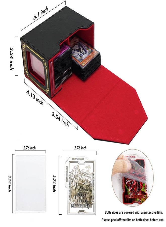 sabermaster STORY OF WHITE Laser Card Deck Box for YGO MTG Organizer Holds 220+ Double Sleeved Card Storage Trading Games Leather Display Windows with magnetic cardholder (Black gold) - Image 2