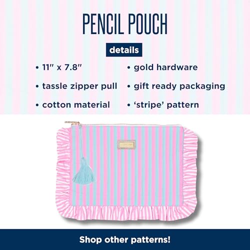 Lilly Pulitzer Ruffle Zipper Pouch Cute Pencil Case for Adults Travel Toiletry Bag Small Pouch Bag for Supplies Makeup or Toiletries Stripe - Image 3
