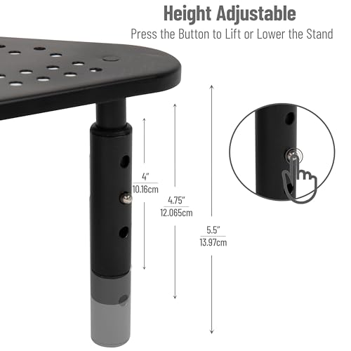 Mind Reader Triangle Monitor Stand, 40lb(18kg) Capacity, Adjustable Height, Ventilated, Metal, 19.5"L x 14.5"W x 5.5"H, Black - Image 4