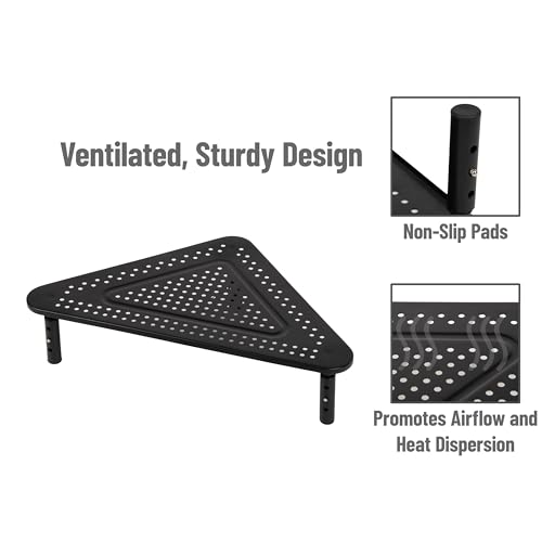 Mind Reader Triangle Monitor Stand, 40lb(18kg) Capacity, Adjustable Height, Ventilated, Metal, 19.5"L x 14.5"W x 5.5"H, Black - Image 5