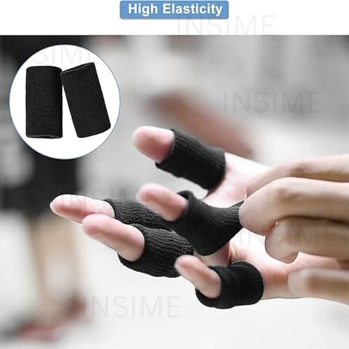 INSIME Finger protector for cricket, volleyball | Finger tape for cricket fielding finger cover bandage | Finger support for pain relief basketball volleyball finger protection | (Pack of 10) (Black) - Image 3
