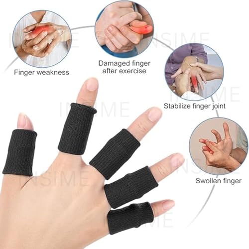 INSIME Finger protector for cricket, volleyball | Finger tape for cricket fielding finger cover bandage | Finger support for pain relief basketball volleyball finger protection | (Pack of 10) (Black) - Image 4