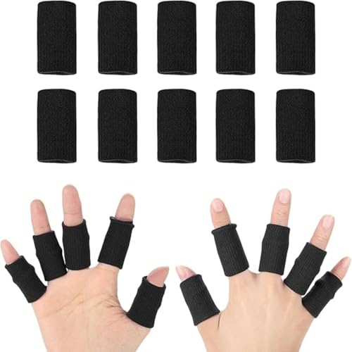 INSIME Finger protector for cricket, volleyball | Finger tape for cricket fielding finger cover bandage | Finger support for pain relief basketball volleyball finger protection | (Pack of 10) (Black) - Image 1