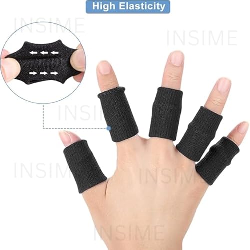 INSIME Finger protector for cricket, volleyball | Finger tape for cricket fielding finger cover bandage | Finger support for pain relief basketball volleyball finger protection | (Pack of 10) (Black) - Image 5