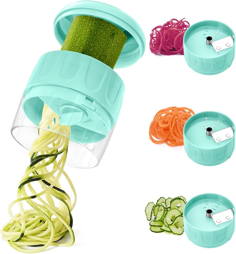 SHAREWIN 3 in 1 Vegetable Spiralizer Slicer, Adjustable Zucchini Carrot Noodle Maker, Cucumber Spiral Cutter, Easy to Use Kitchen Tool（lce-Green） - Image 1