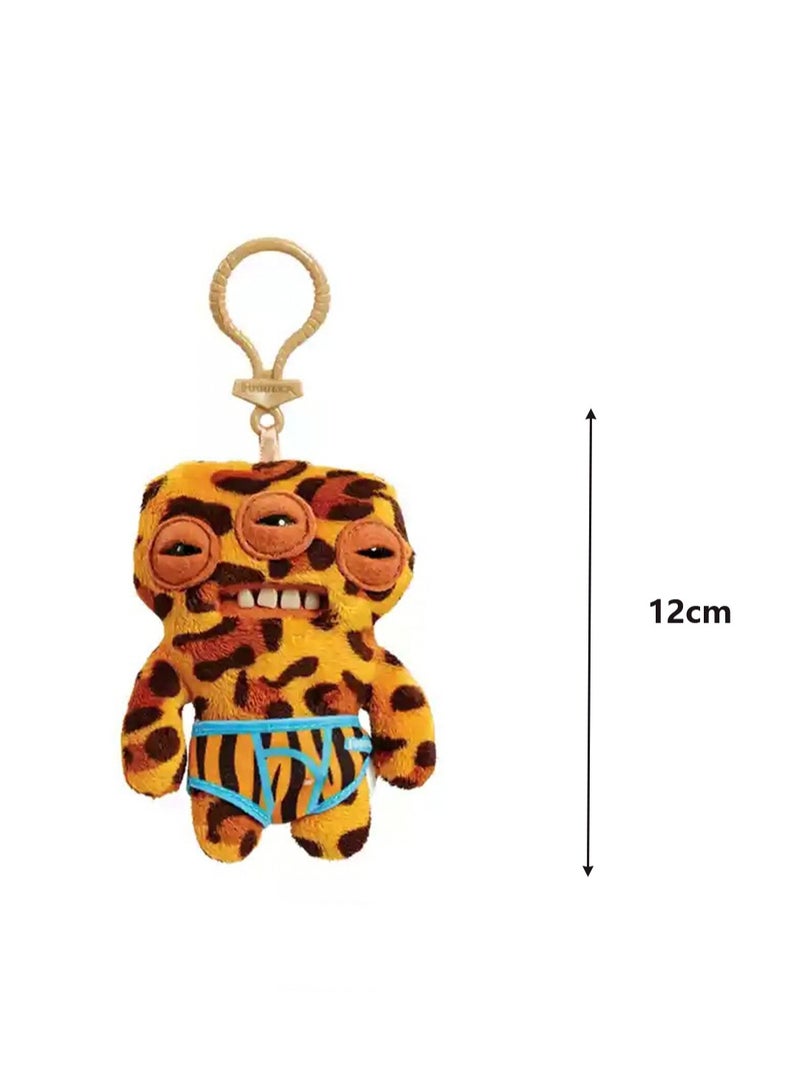 سلسلة مفاتيح وحش قبيح مضحك، قلادة وحش كبيرة الأسنان، سلسلة مفاتيح من القطيفة على شكل دمية وحش قبيح، لعبة قطيفة قابلة للجمع (طبعة الفهد مشكلة النجم الوحش) - Image 2