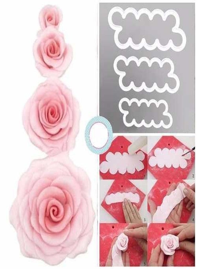 PINDIA Set of 3 Cake Decorating Gumpaste Sugar Craft Easiest Rose Ever Cutter Fondant Cookie Cutter Rose Flower Maker - Image 1