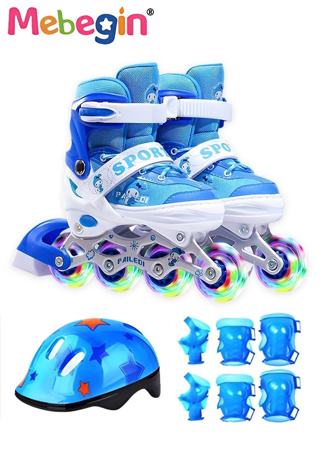 MEBEGIN Kids Roller Skates Set with Protective Gear and Helmet, Fashion Durable Roller Boots with Wear-resistant Flash Wheels, Comfortable Interior, 4 Sizes Adjustable, for Girls and Youth Beginner, Perfect Gift for Kids  - Image 1