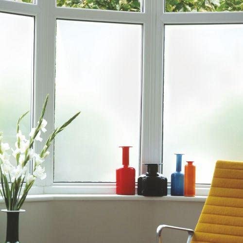 HAPPYMATES Privacy Window Film Vinyl Frosted Self Adhesive Frosted Glass Film Static Cling Opaque Window Film for Home, Office, Bathroom (20 X 240 Inch, Solid Frosted) - Image 2