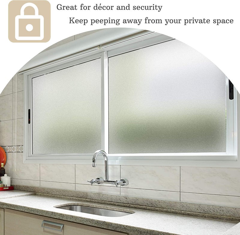 HAPPYMATES Privacy Window Film Vinyl Frosted Self Adhesive Frosted Glass Film Static Cling Opaque Window Film for Home, Office, Bathroom (20 X 240 Inch, Solid Frosted) - Image 3