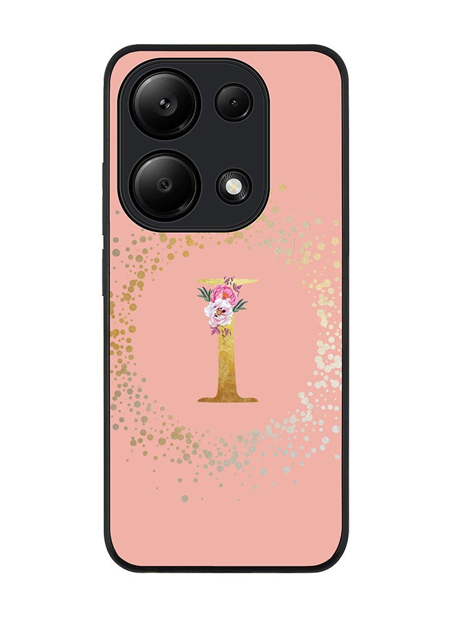Stylizedd Rugged Case for Xiaomi Redmi Note 13 Pro 4G / Xiaomi Poco M6 Pro 4G  - Custom Monogram Initial Letter Floral Pattern Alphabet- I(Rose Pink) - Image 1