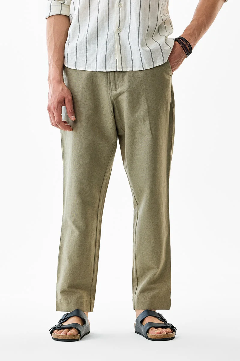 SNITCH Slim Fit Linen Blend Trousers
