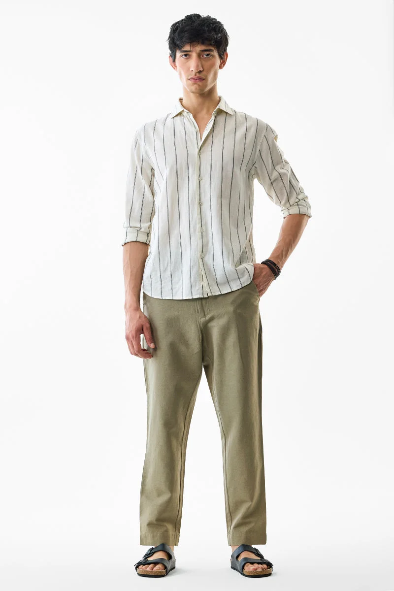 SNITCH Slim Fit Linen Blend Trousers