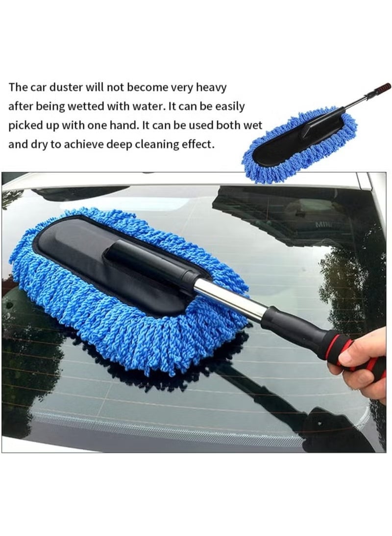 Generic Car Wash Brush with Long Handle, Car Detail Cleaning Brushes Kit Polishing Pad, Car Washing Gloves, Cleaning Squeegee, Duster for Washing Car Seat, Window, Roof, Wardrobe  - Image 3