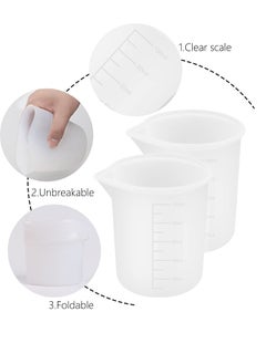 XiuWoo Silicone Measuring Cups, 250 and 100 ml Resin Mixing Cups Stirring Sticks Pipettes for Epoxy Mixing, Molds, Jewelry Making, Waxing, DIY Crafting Tools with Easy to Clean Finger Grips  - Image 4