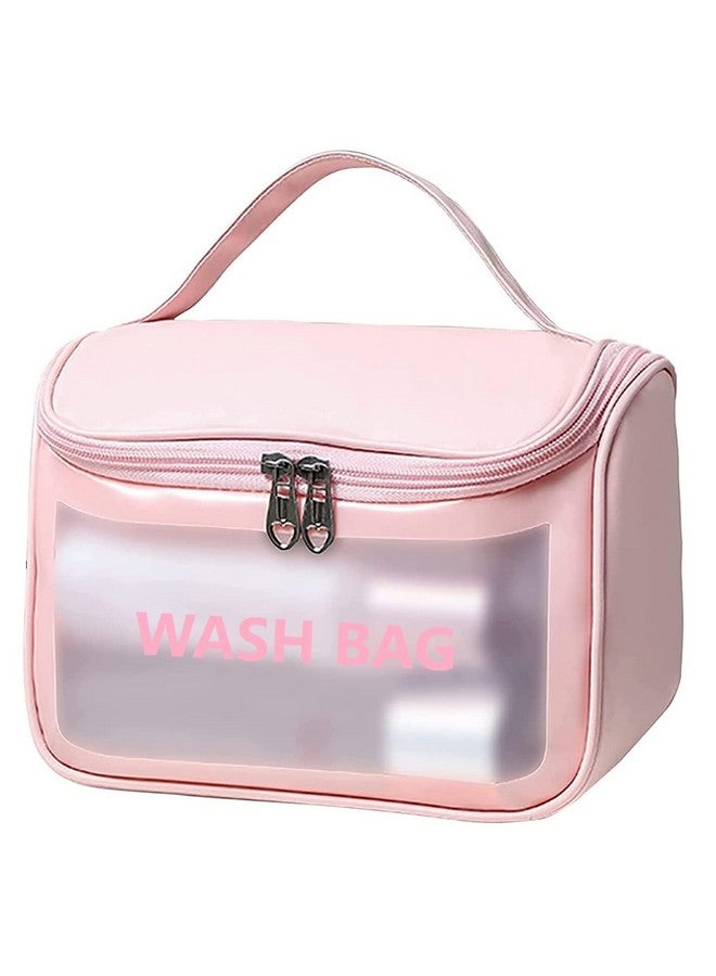 CKPS Multi-Functional Large Makeup Pouch for Women, Waterproof PVC Cosmetic Bag with Hook - Toiletry Storage Wash Bag - Travel Organizer for Bath & Grooming Kit (Pink) - Image 1