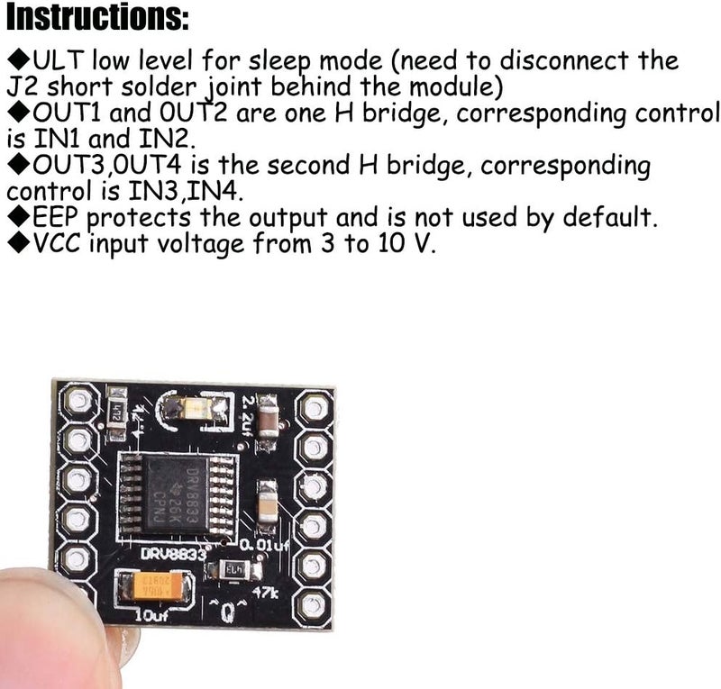 KOOBOOK 5Pcs DRV8833 Motor Drive Module 1.5A Dual H Bridge DC Gear Motor Driver Controller Board - Image 3