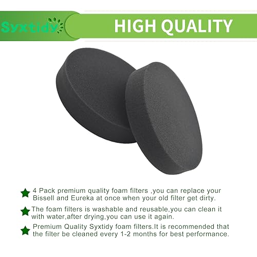 Syxtidy 4 Pack Premotor Filter for Bissell Powerforce Helix Vacuum 2191, 2190,1700,1797 Foam Filters Replacement,Parts #1608225 - Image 3