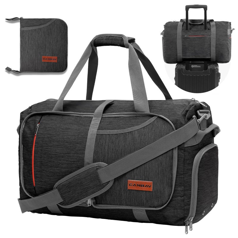 Canway 40L Foldable Duffle Bag for Travel Men & Women Carry On 22"x14"x9" Airline Approved, Small Luggage Overnight Bag with Shoe Compartment, Water-Resistant Gym & Sports Bag - Image 1