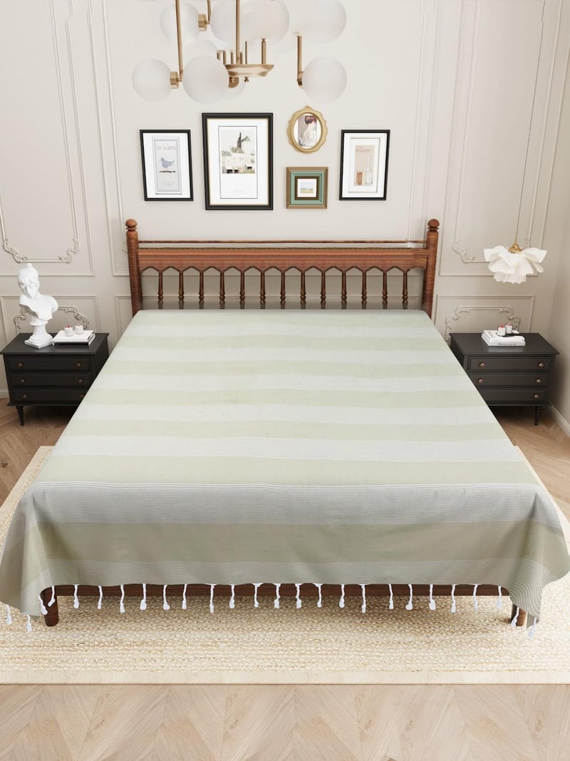 Värde 210 TC Cotton Bedsheet | Handmade Double Bedsheet | Handloom Bedsheets | Without Pillow Cover | Double Bedsheet for Summer (90X100 Inches, 7.5 x 8.3 Feet (Sandrift) - Image 1