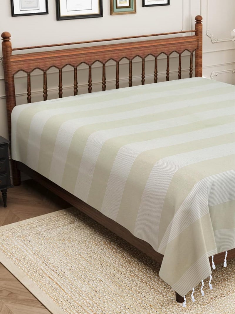 Värde 210 TC Cotton Bedsheet | Handmade Double Bedsheet | Handloom Bedsheets | Without Pillow Cover | Double Bedsheet for Summer (90X100 Inches, 7.5 x 8.3 Feet (Sandrift) - Image 3