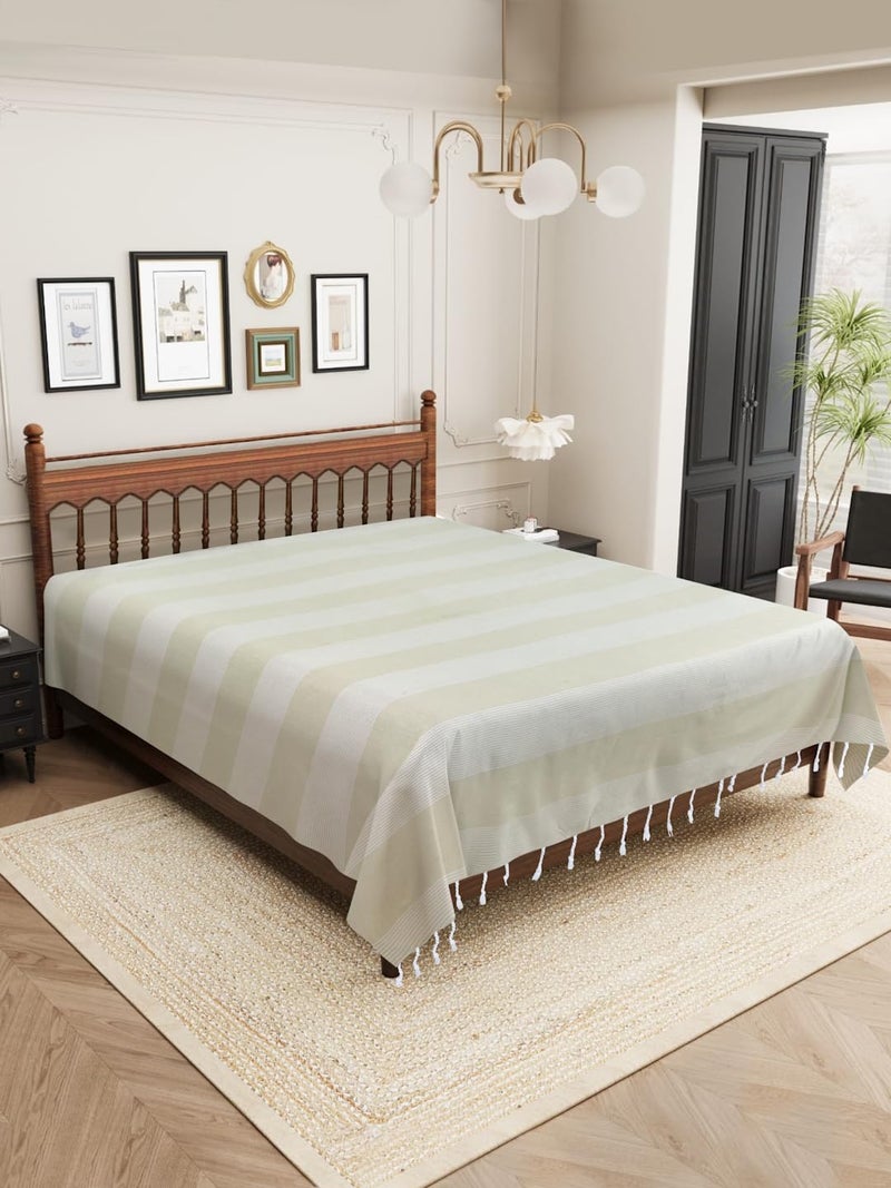 Värde 210 TC Cotton Bedsheet | Handmade Double Bedsheet | Handloom Bedsheets | Without Pillow Cover | Double Bedsheet for Summer (90X100 Inches, 7.5 x 8.3 Feet (Sandrift) - Image 2