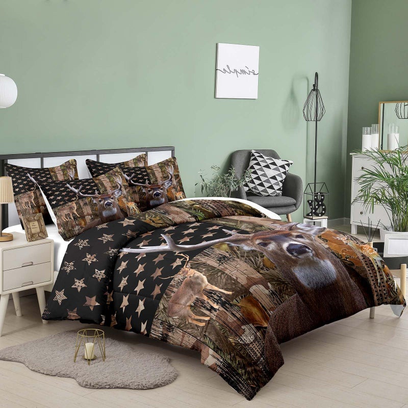 Ninenine Deer Bedding Sets Boys Comforter Company American Flag Bedding Camo Comforter Western Bedding Wildlife Seep - Image 2