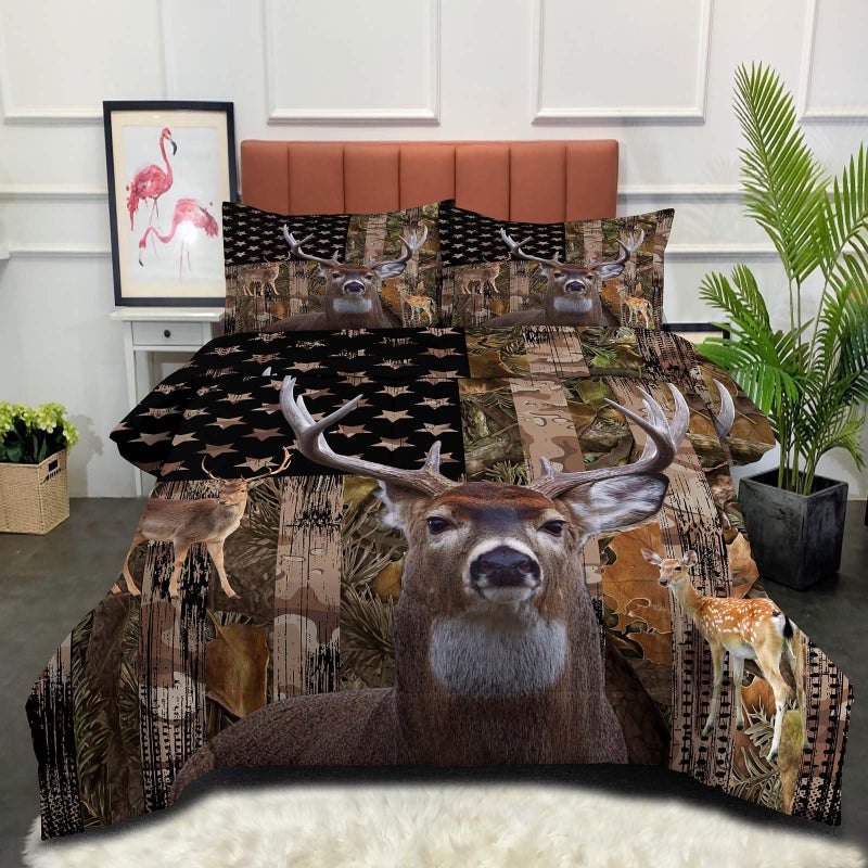 Ninenine Deer Bedding Sets Boys Comforter Company American Flag Bedding Camo Comforter Western Bedding Wildlife Seep - Image 1