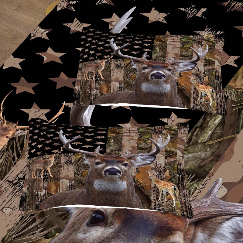 Ninenine Deer Bedding Sets Boys Comforter Company American Flag Bedding Camo Comforter Western Bedding Wildlife Seep - Image 4