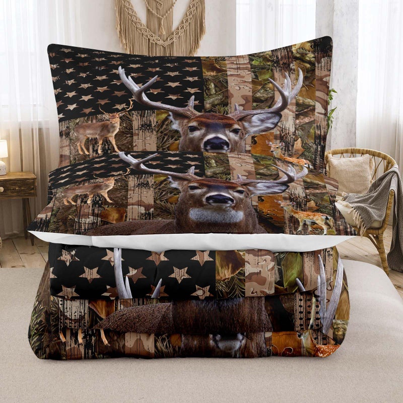Ninenine Deer Bedding Sets Boys Comforter Company American Flag Bedding Camo Comforter Western Bedding Wildlife Seep - Image 3