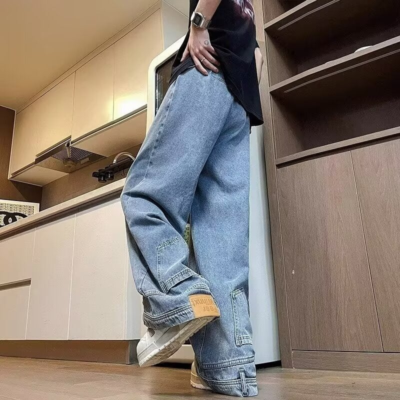 Unisex Classic Denim Jeans Loose Fit Daily Outdoor Wear - Image 1